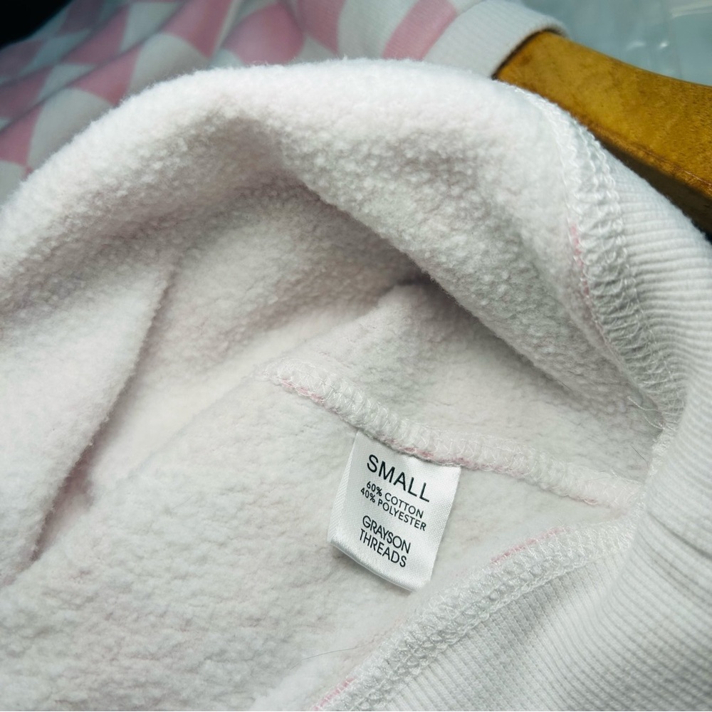 pink and white checkered pullover sweatshirt - Picture 5 of 6